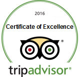 Certificato di eccellenza 2016 da Tripavisor
